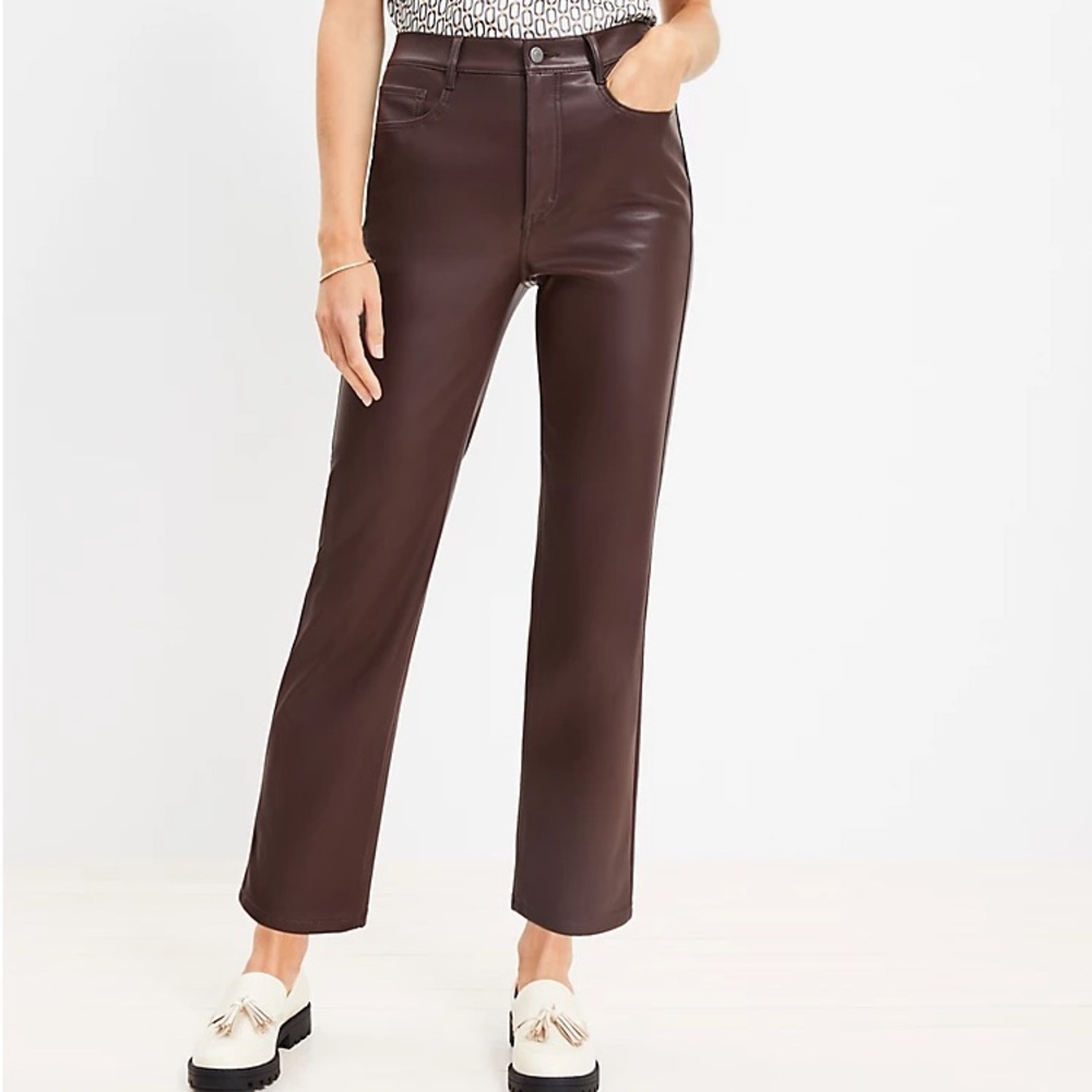 Five Pocket Straight Pants in Faux Leather